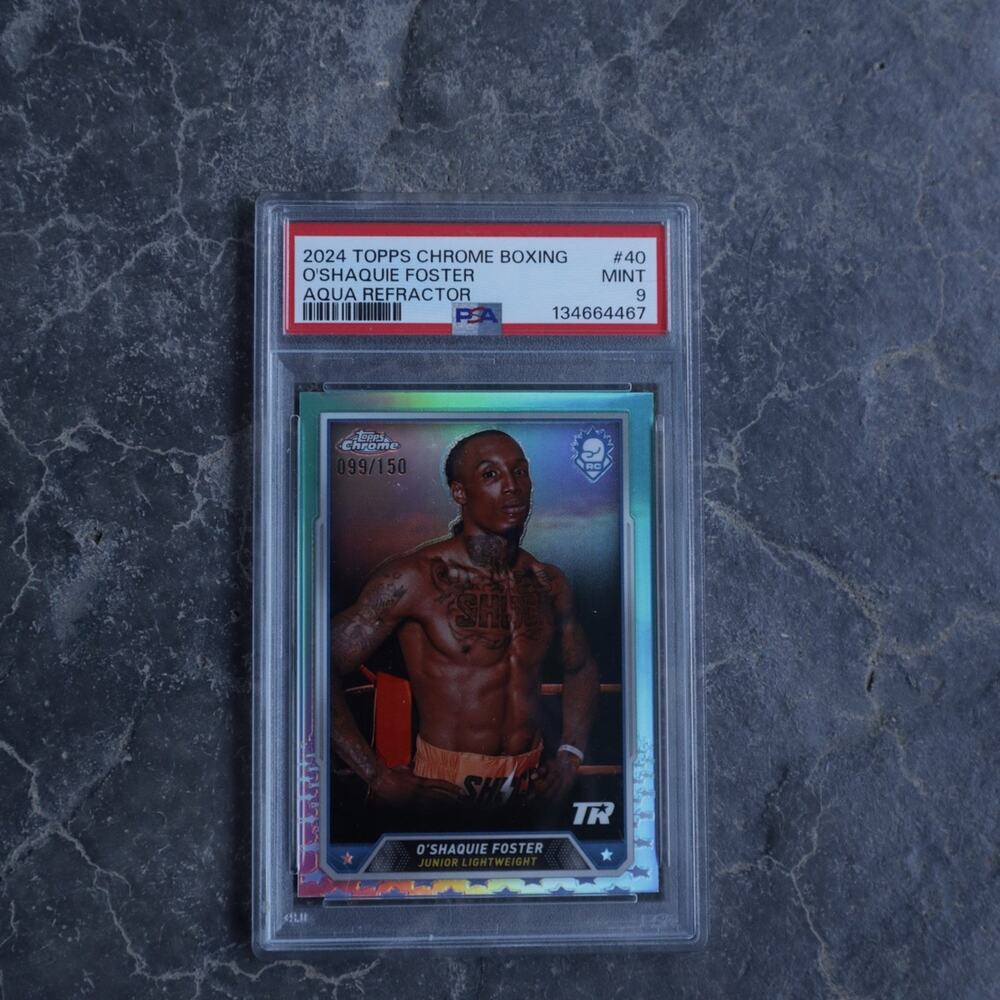 2024 Topps Chrome Boxing O’Shaquie Foster Aqua Refractor /150 PSA 9 Mint Rookie